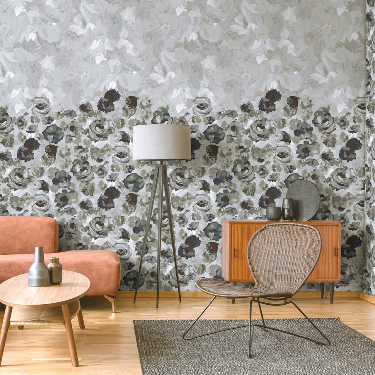 Paeonia Twin Julie Feels Home Wall Mural - Navy Ash - Hohenberger - 26959 - Premier Wallcovering