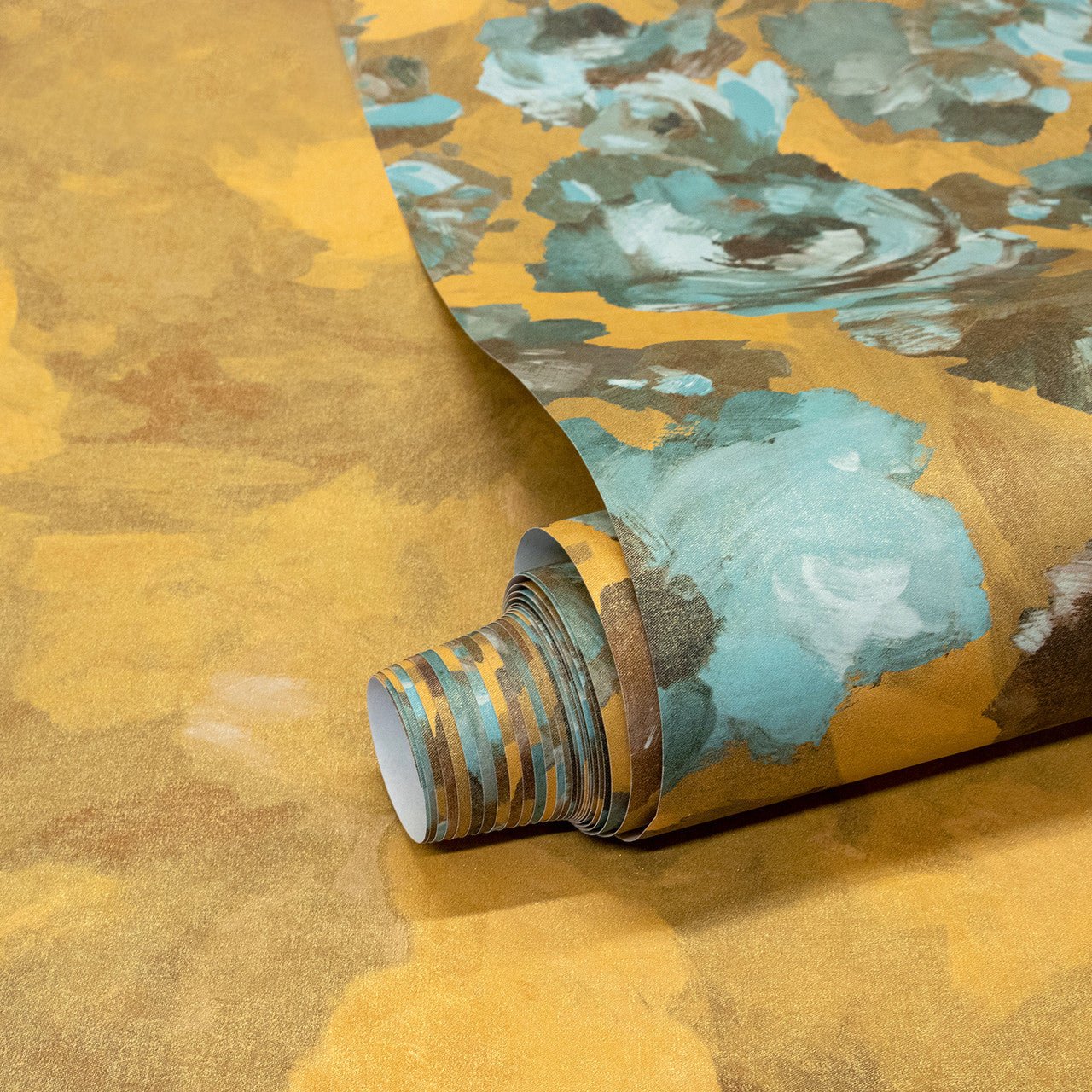 Paeonia Twin Julie Feels Home Wall Mural - Teal/ Gold - Hohenberger - 26961 - Premier Wallcovering