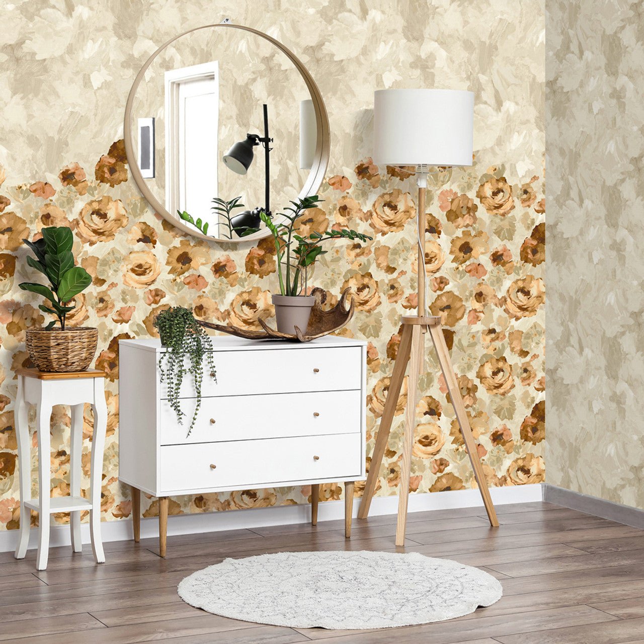 Paeonia Twin Julie Feels Home Wall Mural - Mandarine Beige - Hohenberger - 26957 - Premier Wallcovering