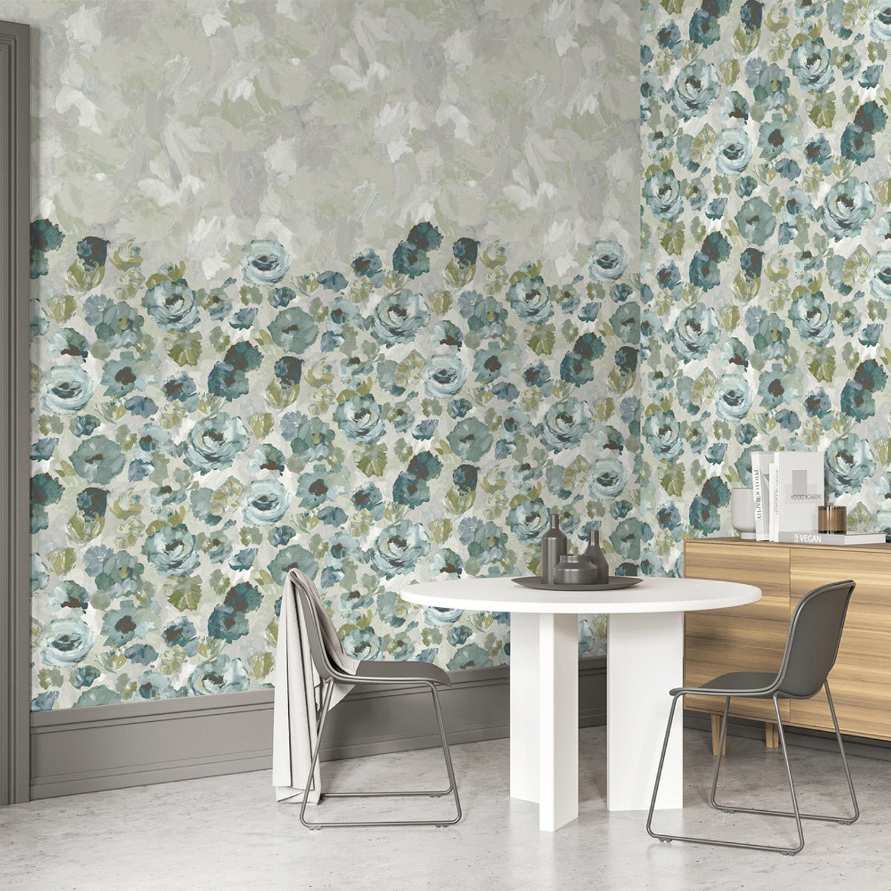 Paeonia Twin Julie Feels Home Wall Mural - Smaragd Grey - Hohenberger - 26955 - Premier Wallcovering