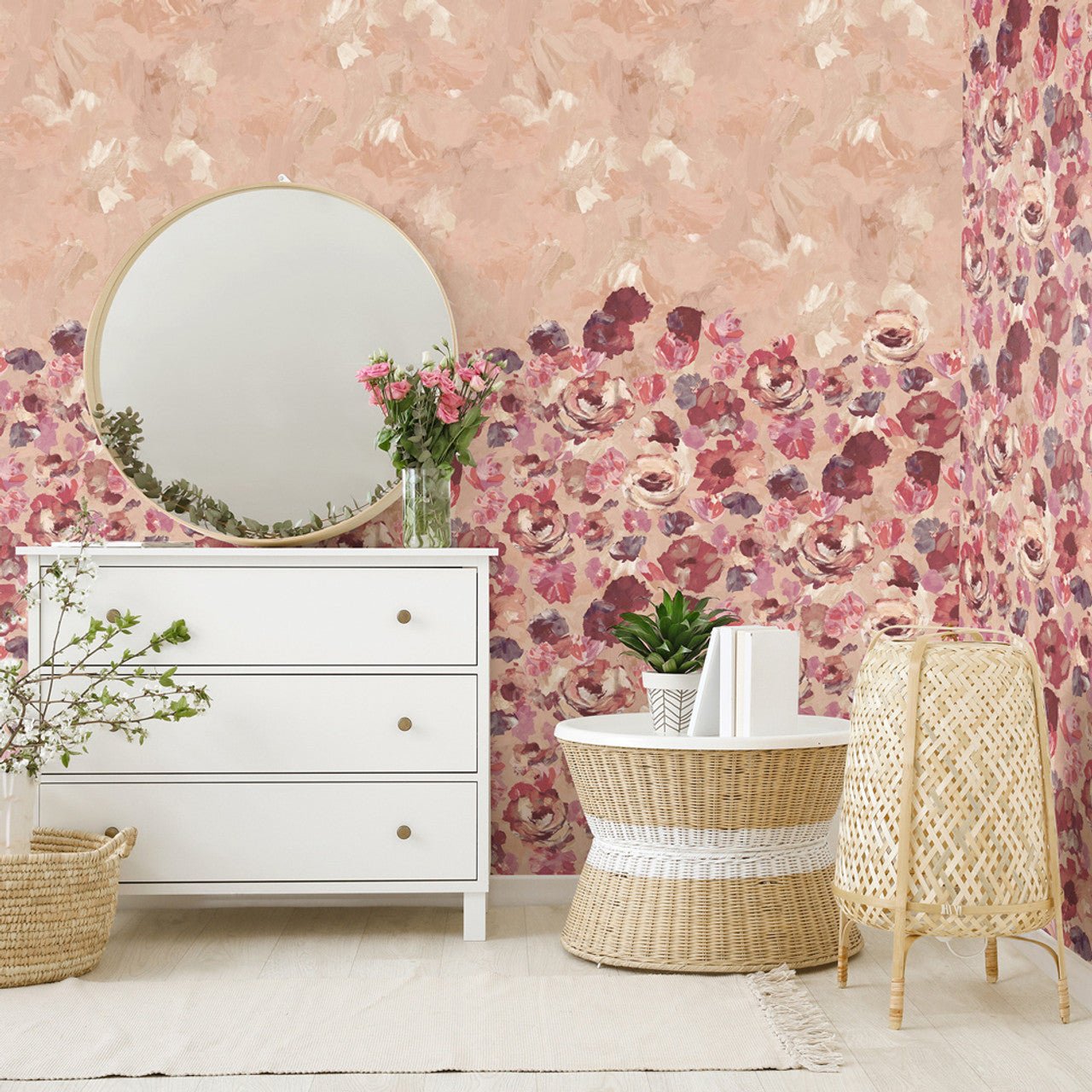Paeonia Twin Julie Feels Home Wall Mural - Mulberry Blush - Hohenberger - 26960 - Premier Wallcovering