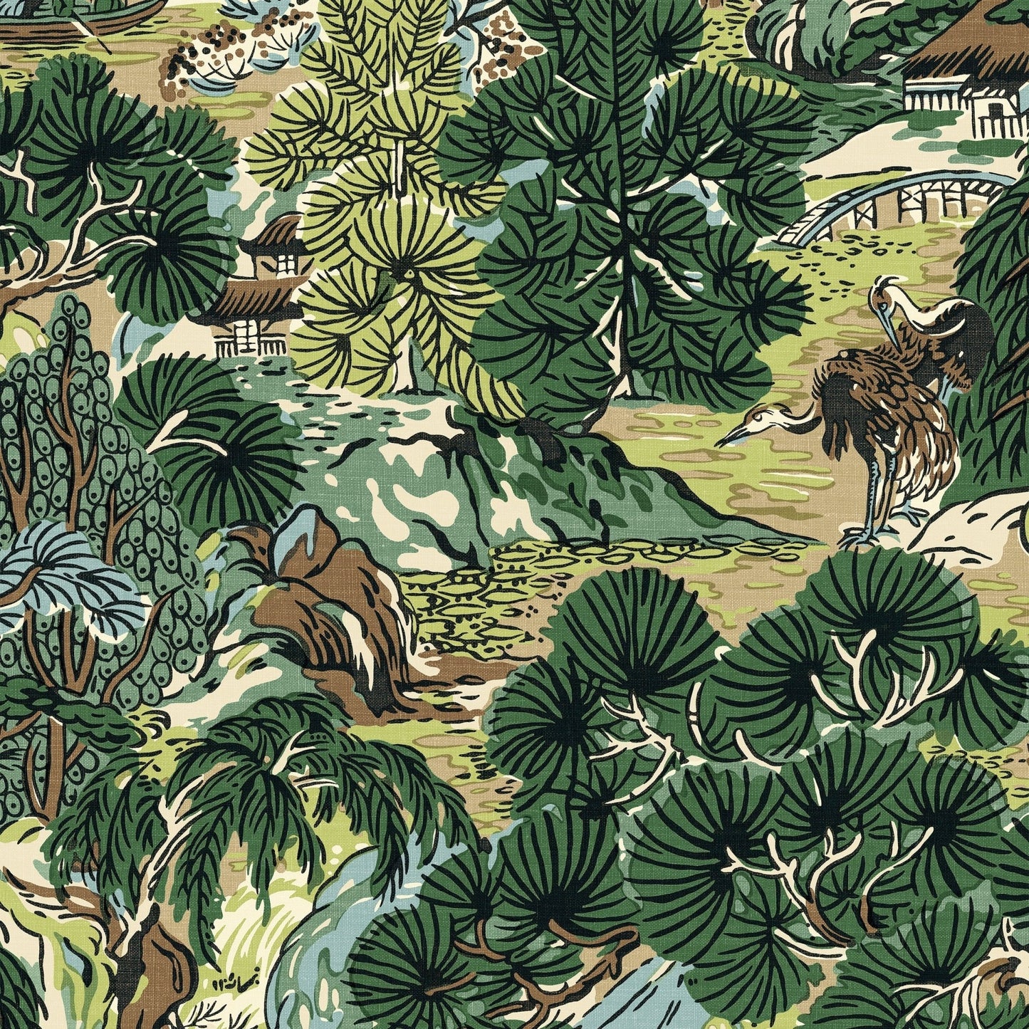 Pagoda Trees Wallpaper - Brown & Green - Thibaut - T42025 - Premier Wallcovering