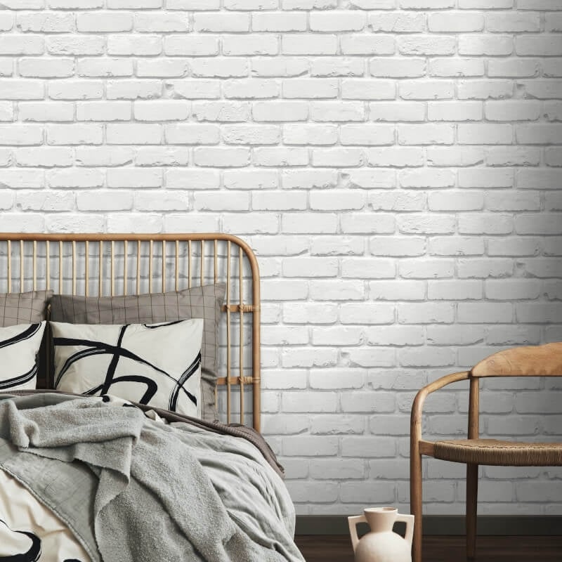 Painted Brick Wallpaper - White - Fine Décor - FD43600 - Premier Wallcovering