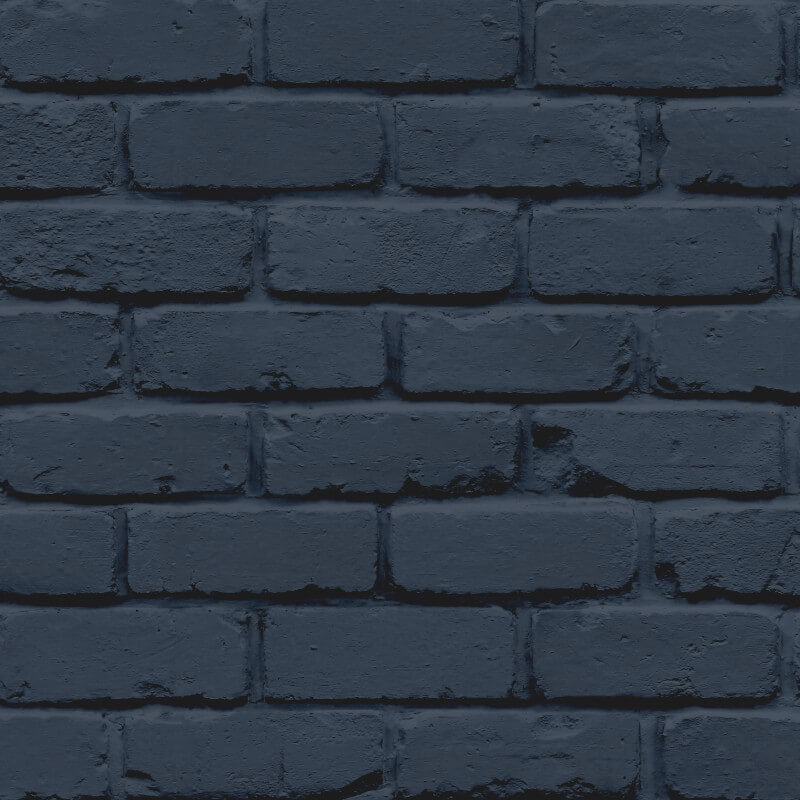 Painted Brick Wallpaper - Navy - Fine Décor - FD43602 - Premier Wallcovering