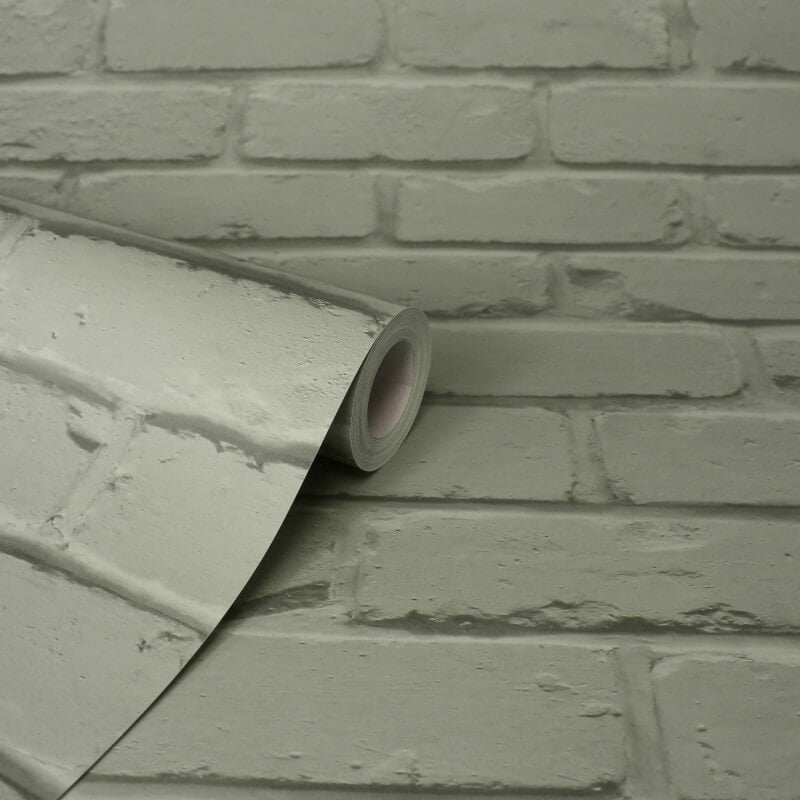 Painted Brick Wallpaper - Sage - Fine Décor - FD43603 - Premier Wallcovering
