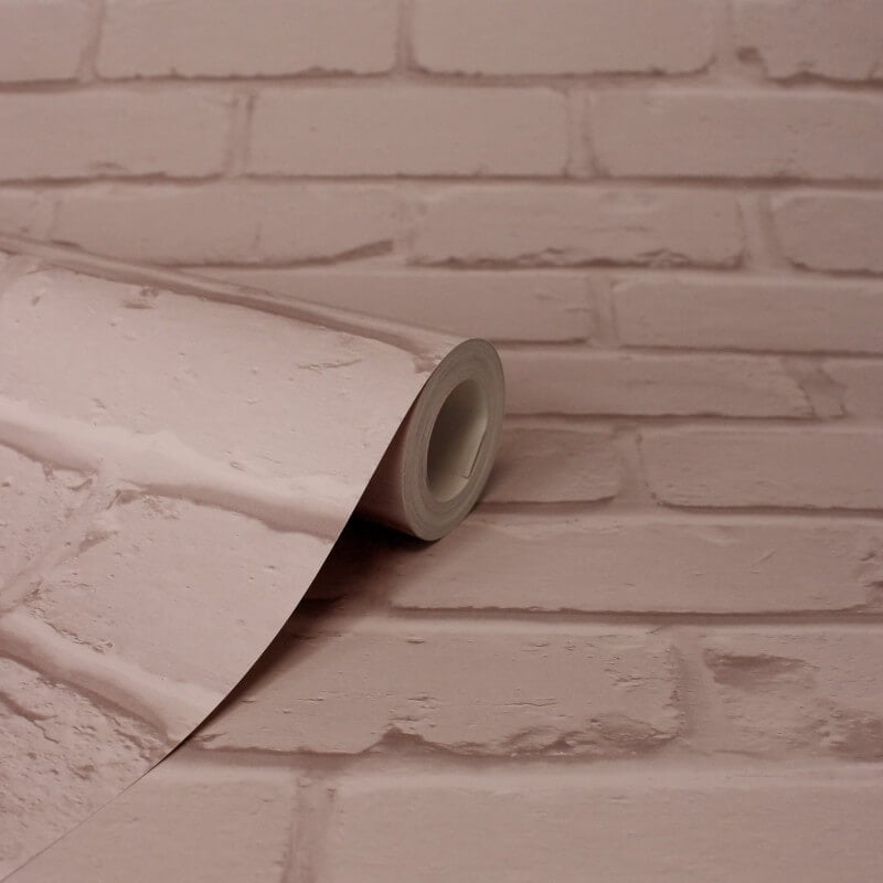 Painted Brick Wallpaper - Pink - Fine Décor - FD43601 - Premier Wallcovering