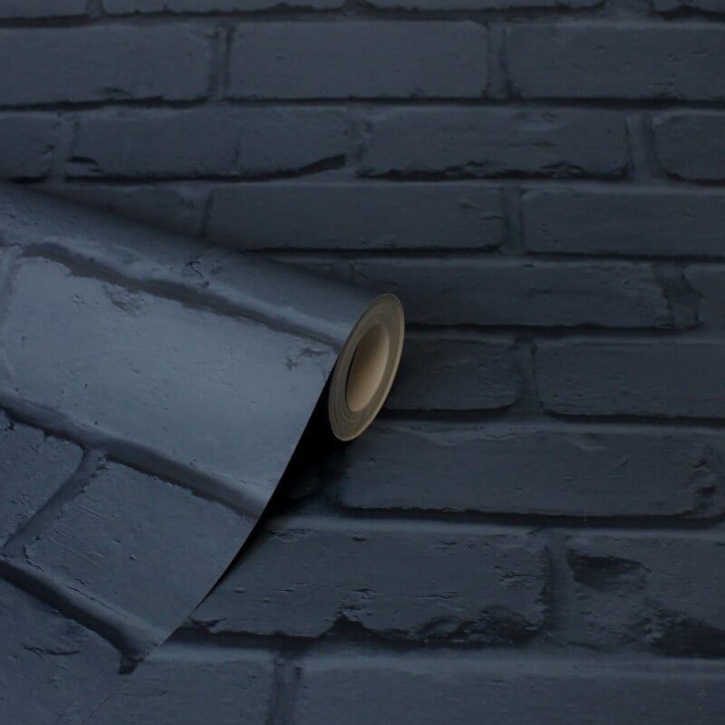 Painted Brick Wallpaper - Navy - Fine Décor - FD43602 - Premier Wallcovering