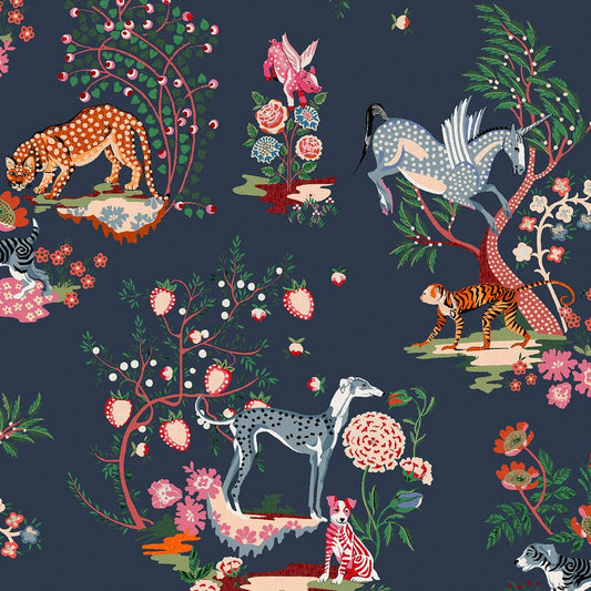 Painted Kingdom Wallpaper - Navy - 125526 - Cath Kidston - Premier Wallcovering