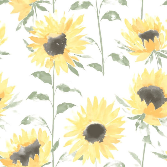 Painted Sunflowers Wallpaper - Yellow - Catherine Lansfield - 206521 - Premier Wallcovering