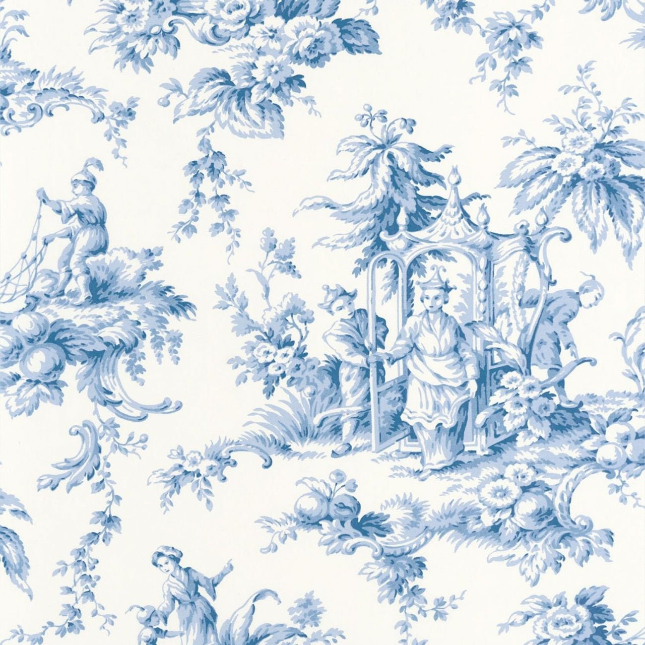 Palais De Chine Les Belles Toiles De Jouy Wallpaper - Bleu Faience - Casadeco - 87936719 - Premier Wallcovering