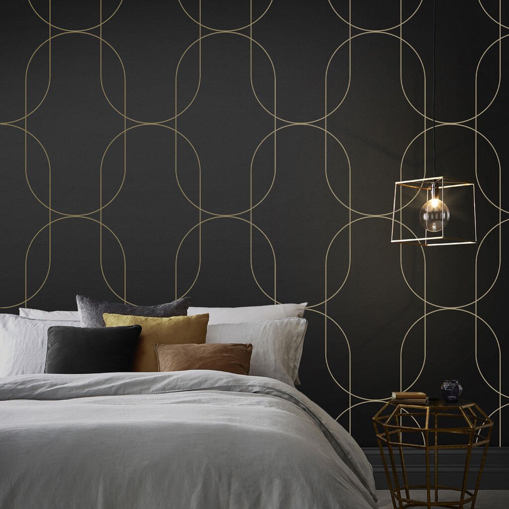 Palais Wallpaper - Black Gold - Graham & Brown - 112188 - Premier Wallcovering