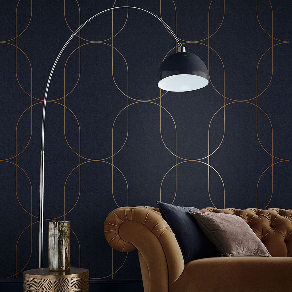 Palais Wallpaper - Navy Copper - Graham & Brown - 112189 - Premier Wallcovering