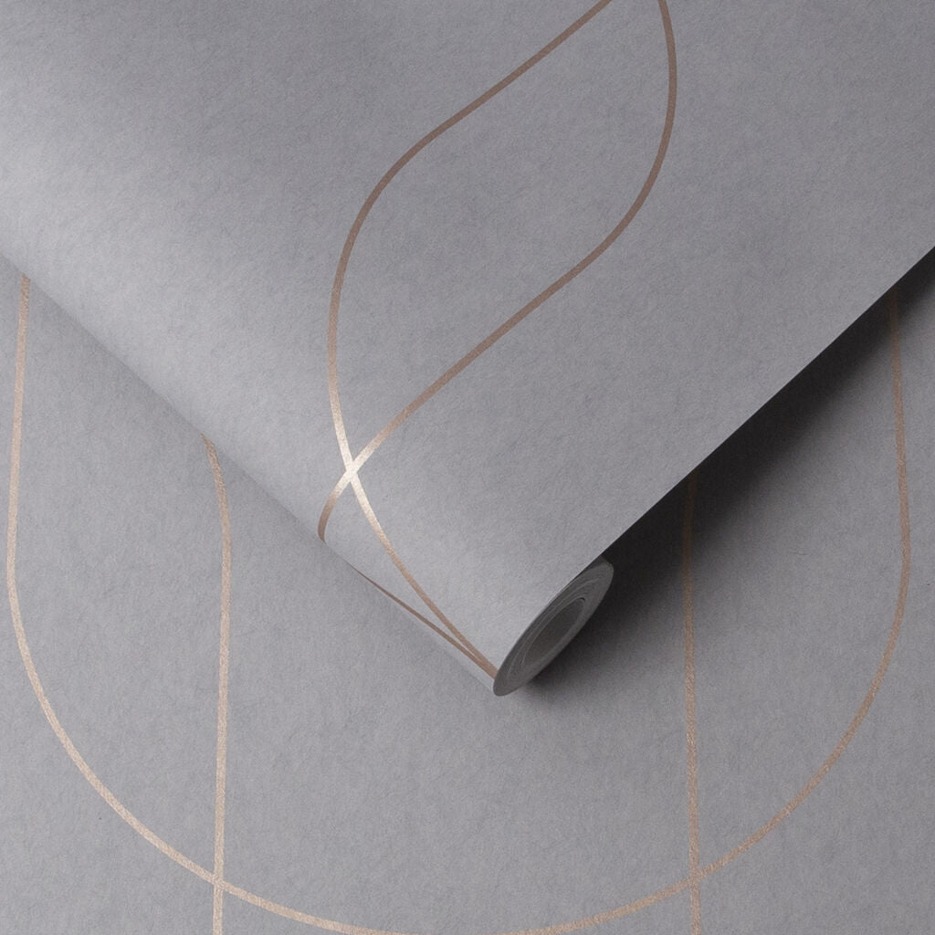 Palais Wallpaper - Grey Rose Gold - Graham & Brown - 112191 - Premier Wallcovering