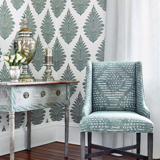Palampore Leaf Wallpaper - Grey - AT78724 - Anna French - Premier Wallcovering