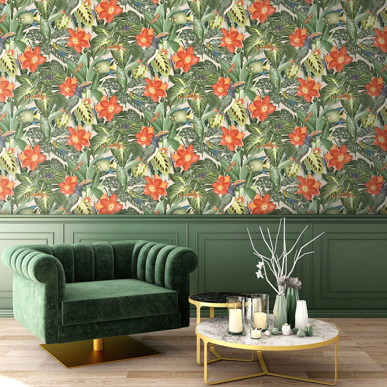 Palau Tropical Wallpaper - Avocado - Hohenberger - 26747 - Premier Wallcovering