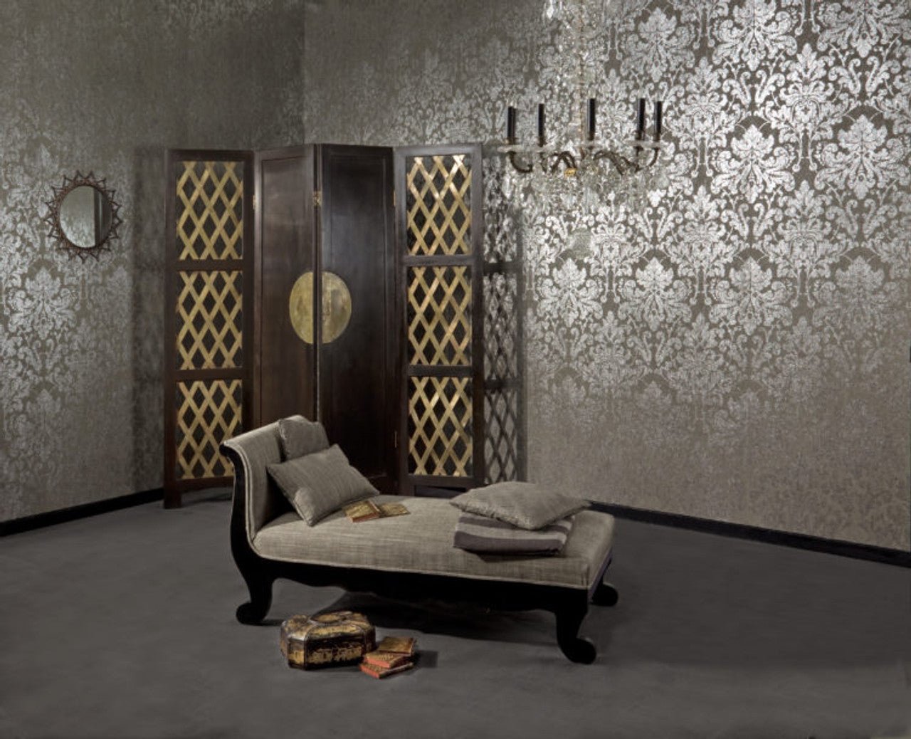 Palazzo Damask Wallpaper - Brown - Omexco - PAL1049 - Premier Wallcovering