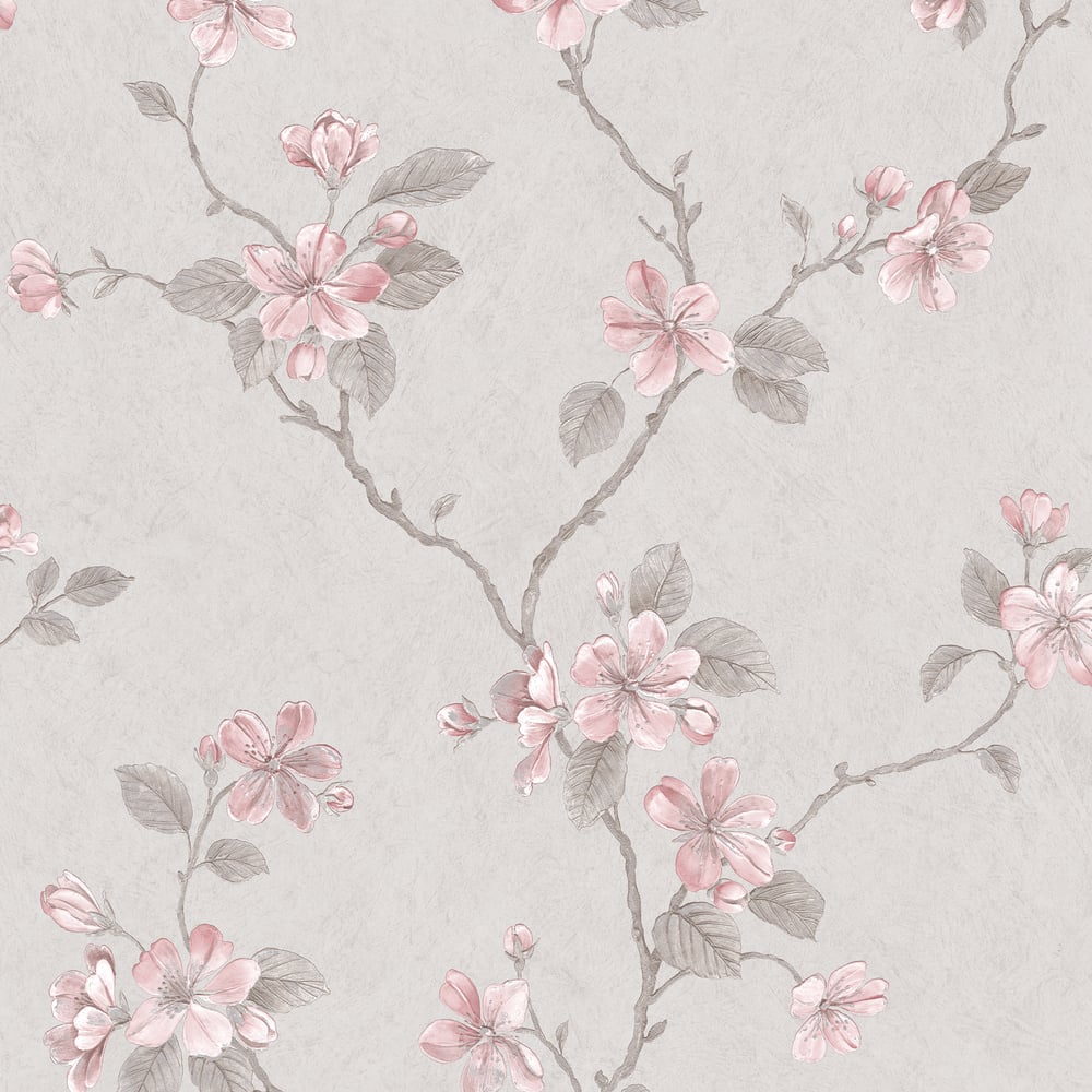 Palazzo Floral Bushes Wallpaper - Pink / Grey - Galerie - G67614 - Premier Wallcovering