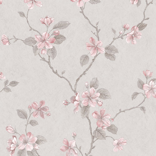 Palazzo Floral Bushes Wallpaper - Pink / Grey - Galerie - G67614 - Premier Wallcovering