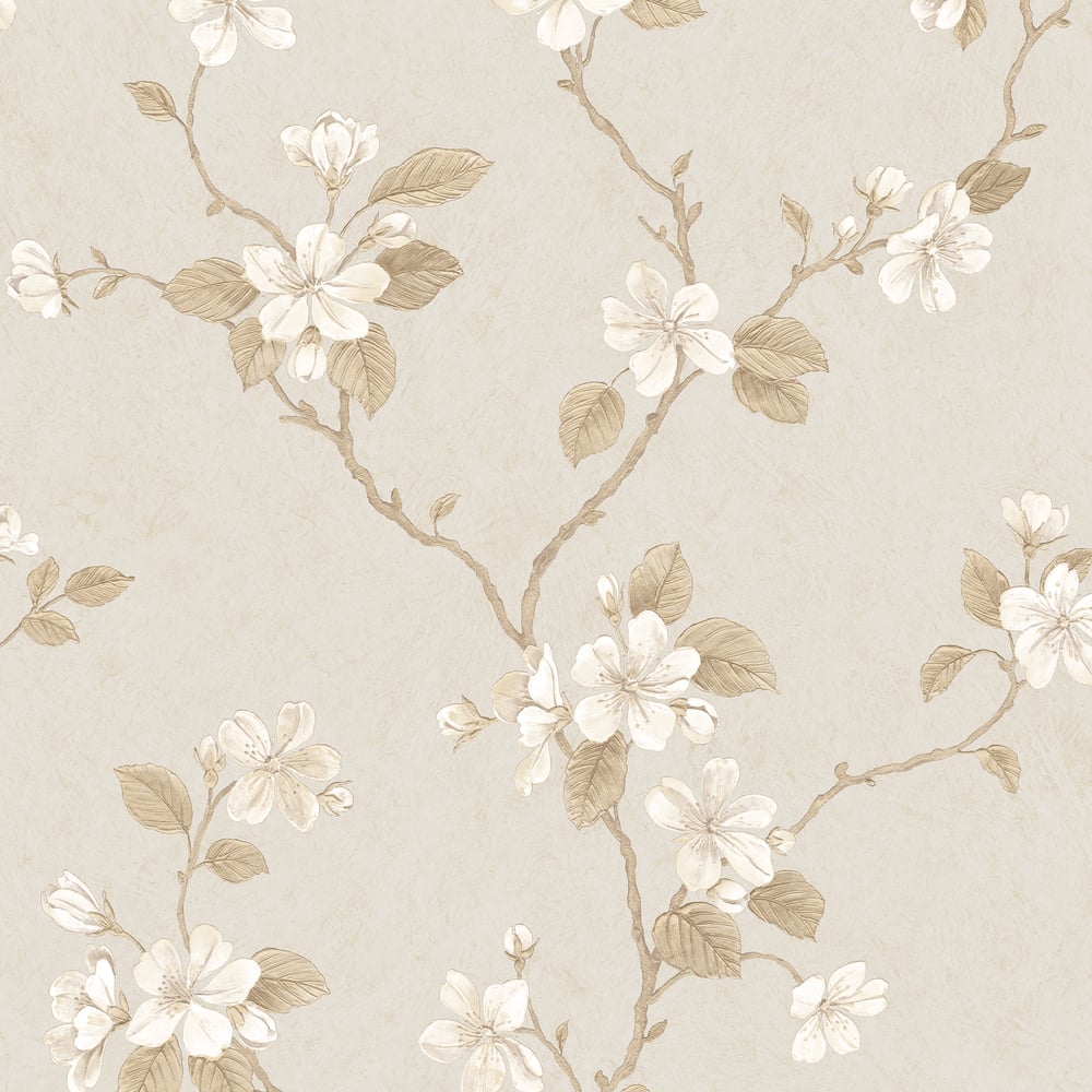 Palazzo Floral Bushes Wallpaper - Cream / Beige - Galerie - G67615 - Premier Wallcovering