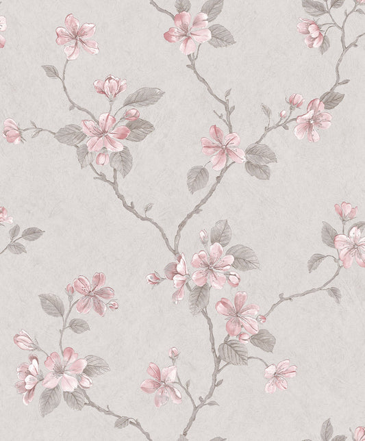 Palazzo Floral Bushes Wallpaper - Pink / Grey - Galerie - G67614 - Premier Wallcovering