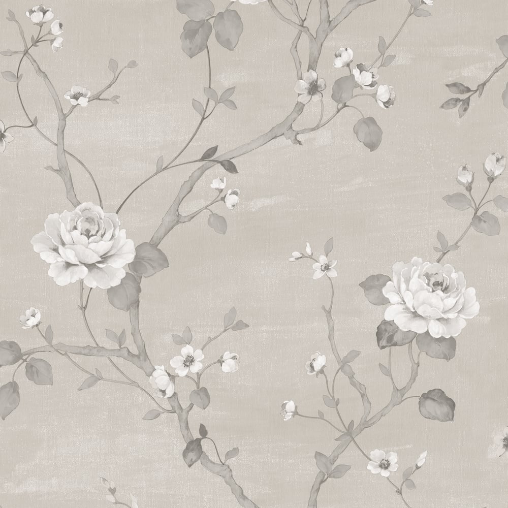 Palazzo Large Floral Wallpaper - Grey / Metallic - Galerie - G67603 - Premier Wallcovering