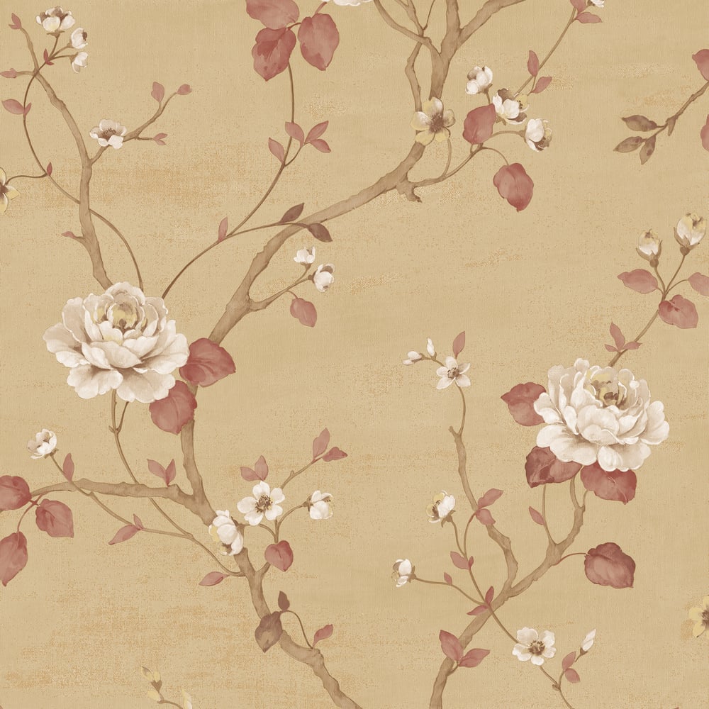 Palazzo Large Floral Wallpaper - Red / Cream / Beige - Galerie - G67604 - Premier Wallcovering