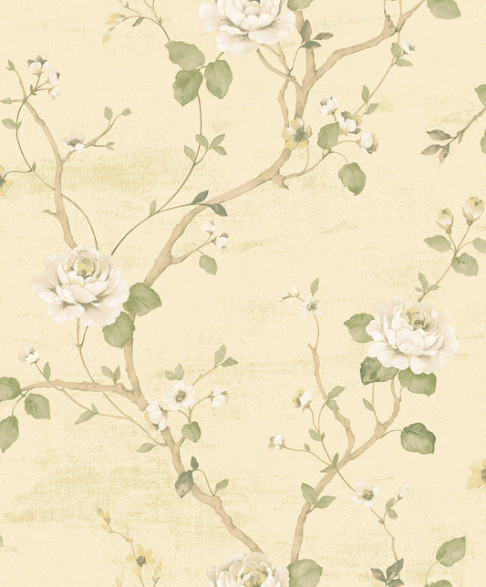 Palazzo Large Floral Wallpaper - Green / Cream - Galerie - G67602 - Premier Wallcovering