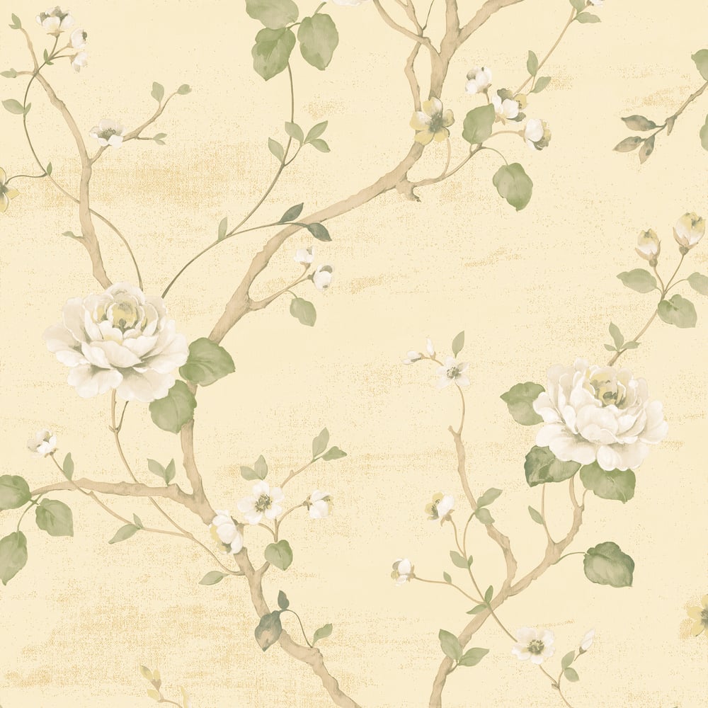 Palazzo Large Floral Wallpaper - Green / Cream - Galerie - G67602 - Premier Wallcovering