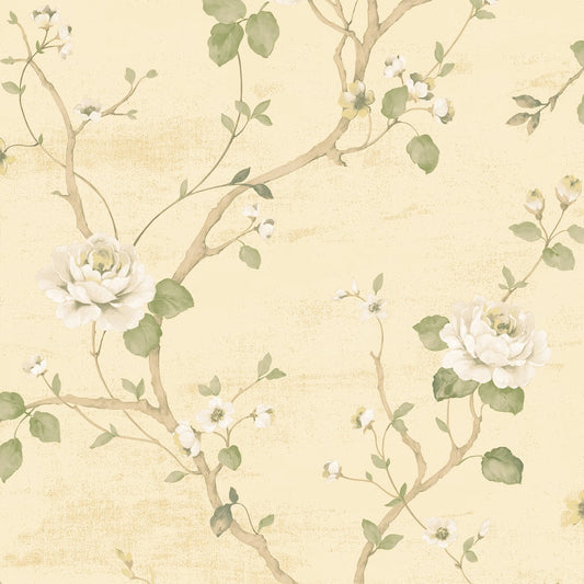Palazzo Large Floral Wallpaper - Green / Cream - Galerie - G67602 - Premier Wallcovering