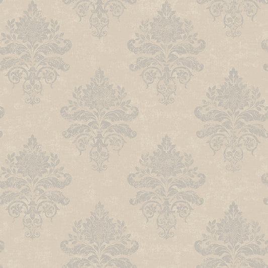 Palazzo Medallion Damask Wallpaper - Beige / Cream / Gold - Galerie - G68668 - Premier Wallcovering