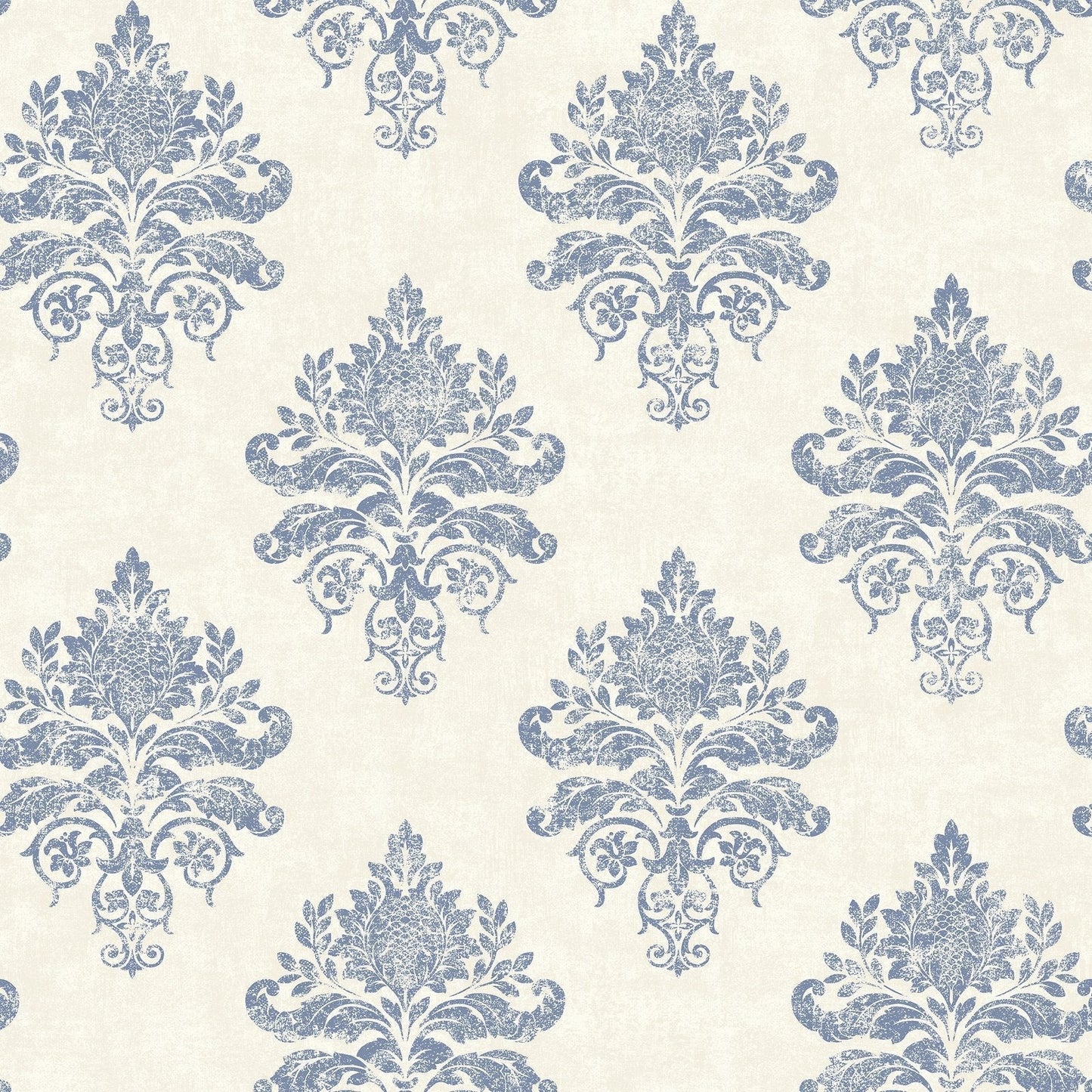 Palazzo Medallion Damask Wallpaper - Blue / White - Galerie - G68671 - Premier Wallcovering
