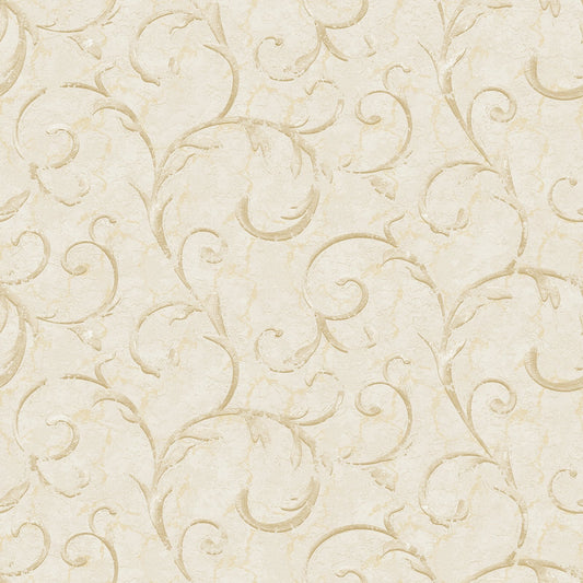Palazzo Scroll Wallpaper - Cream / Beige / Gold - Galerie - G68673 - Premier Wallcovering