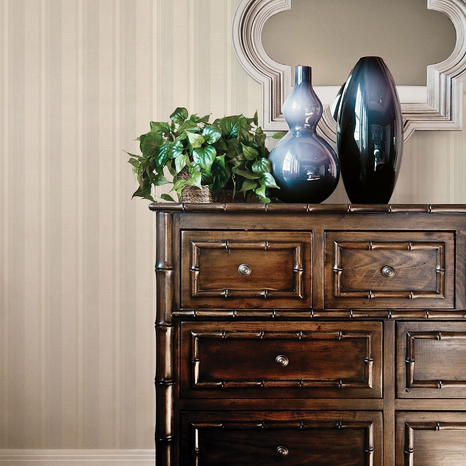 Palazzo Striped Wallpaper - Beige / Cream / Taupe - Galerie - G67620 - Premier Wallcovering
