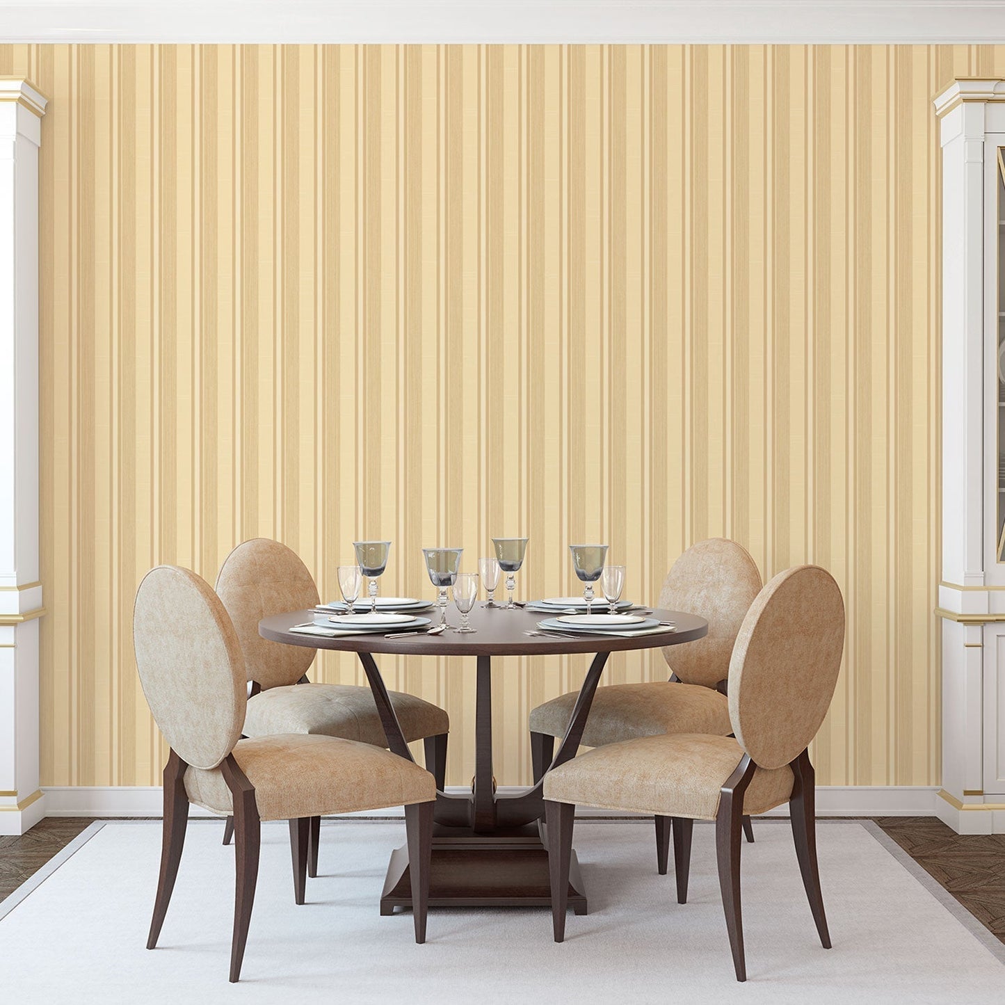 Palazzo Striped Wallpaper - Gold - Galerie - G67625 - Premier Wallcovering
