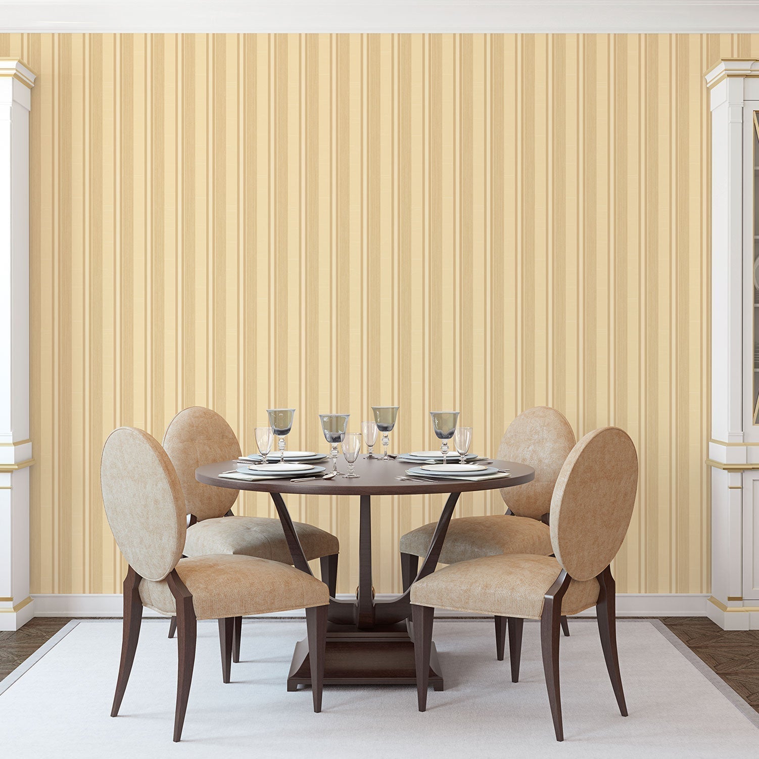 Palazzo Striped Wallpaper - Gold - Galerie - G67625 - Premier Wallcovering