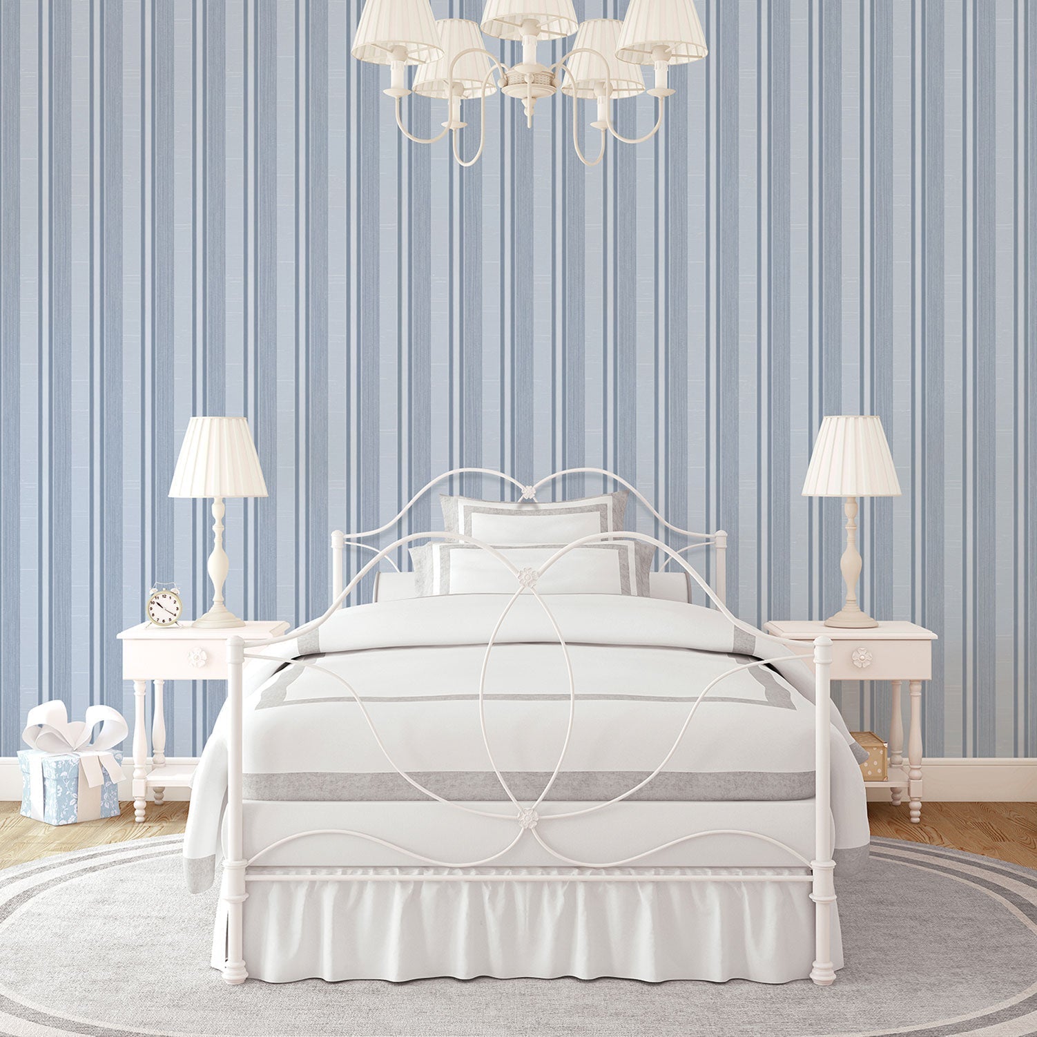 Palazzo Striped Wallpaper - Blue - Galerie - G67624 - Premier Wallcovering