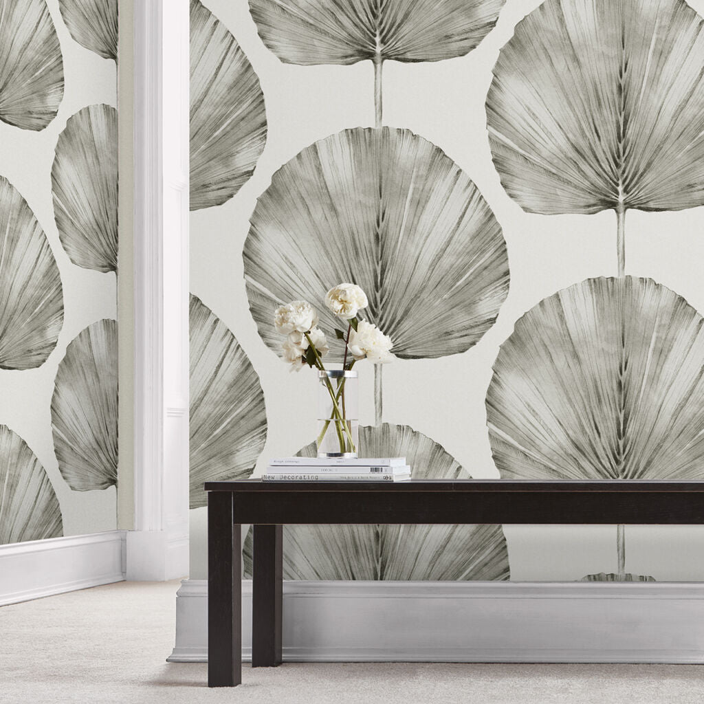 Palm Fan Wallpaper - Stone - Graham & Brown - 112196 - Premier Wallcovering