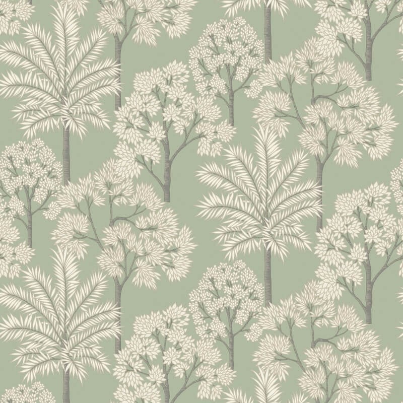 Palm Forest Tropical Metallic Wallpaper - Green - Grandeco - A71308 - Premier Wallcovering
