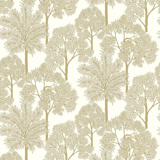 Palm Forest Tropical Metallic Wallpaper - White/Gold - Grandeco - A71301 - Premier Wallcovering