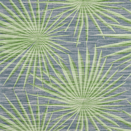 Palm Frond Wallpaper - Navy & Green - Thibaut - T10141 - Premier Wallcovering