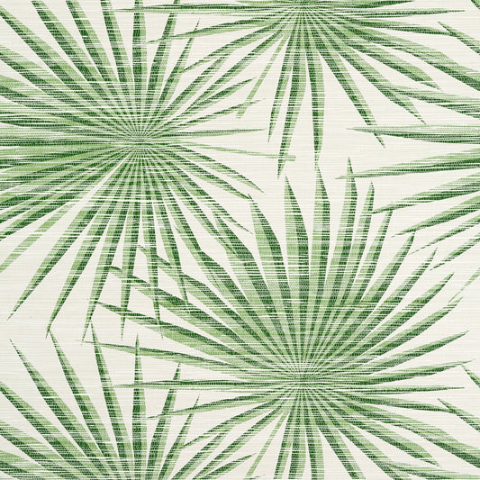 Palm Frond Wallpaper - Green & White - Thibaut - T10142 - Premier Wallcovering
