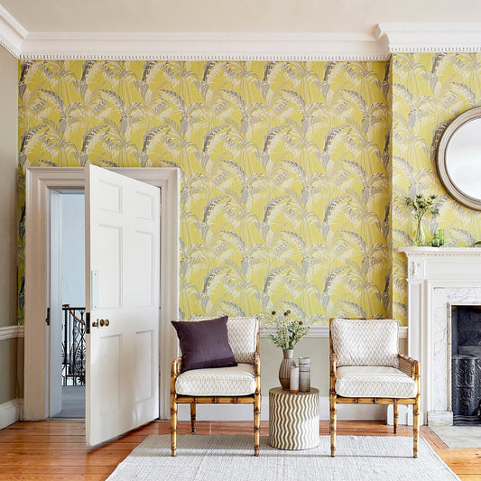 Palm House Wallpaper - Teal/Gold - Sanderson - DGLW216640 - Premier Wallcovering