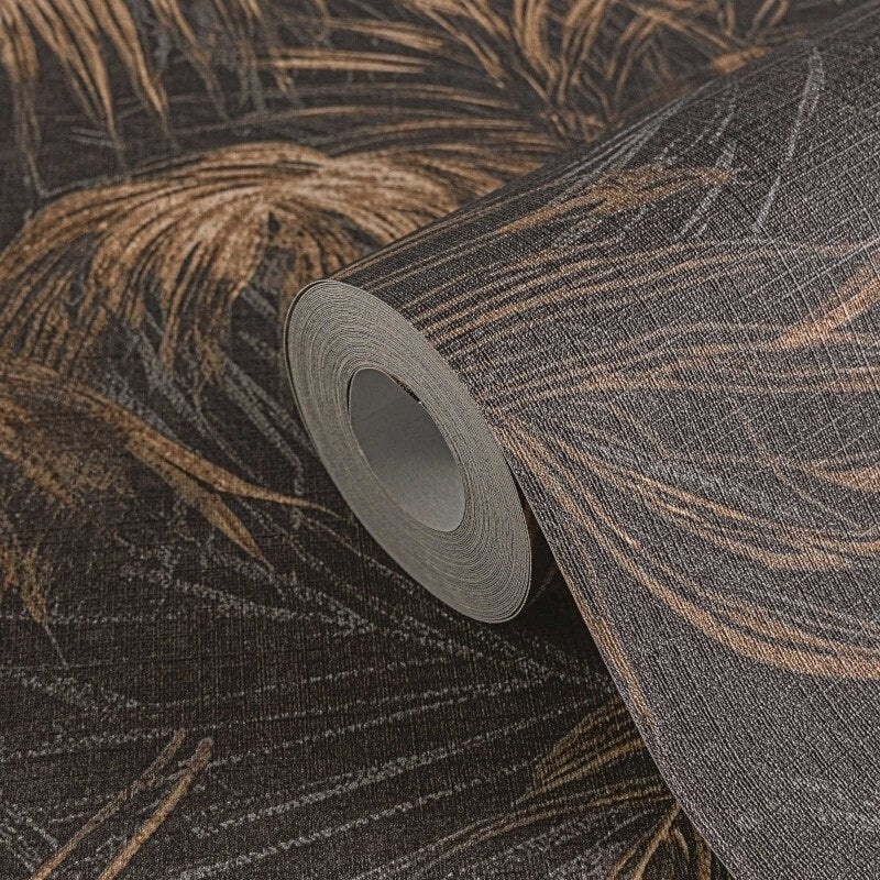 Palm Leaf Motif Wallpaper - Brown/Beige - Michalsky Living - 39981-2 - Premier Wallcovering