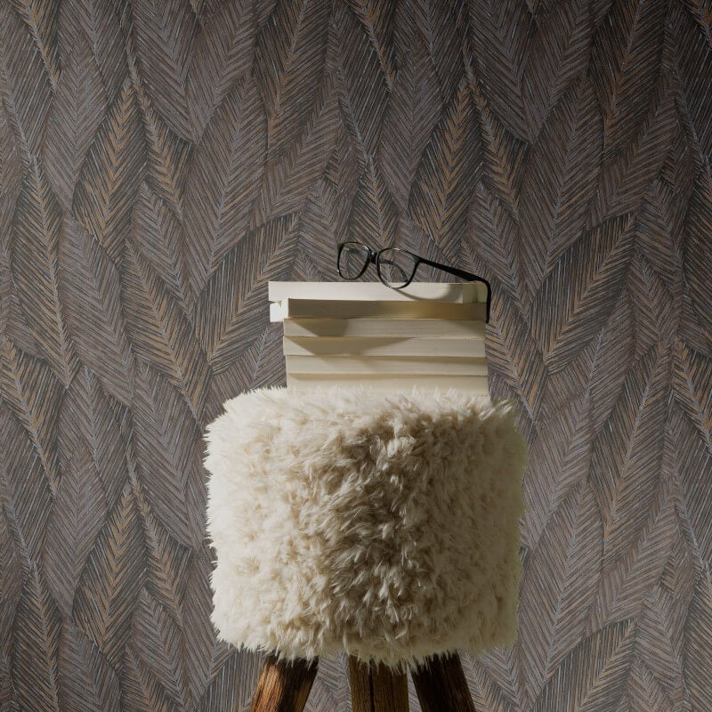 Palm Leaves Foliage Wallpaper - Brown - Erismann - 10391 - 11 - Premier Wallcovering
