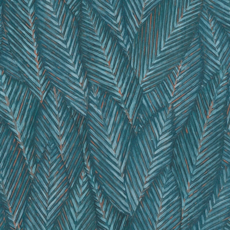 Palm Leaves Foliage Wallpaper - Teal - Erismann - 10391 - 19 - Premier Wallcovering
