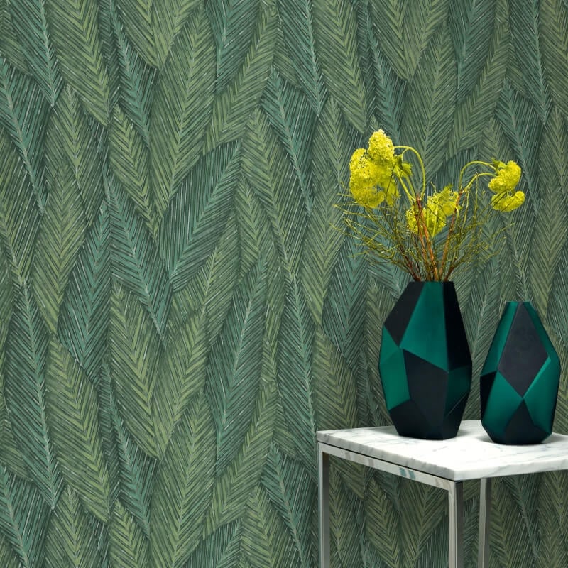 Palm Leaves Foliage Wallpaper - Green - Erismann - 10391 - 07 - Premier Wallcovering