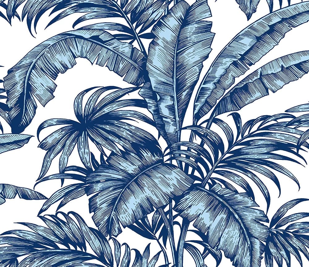 Palm Wallpaper - Blue - NextWall - NW40402 - Premier Wallcovering