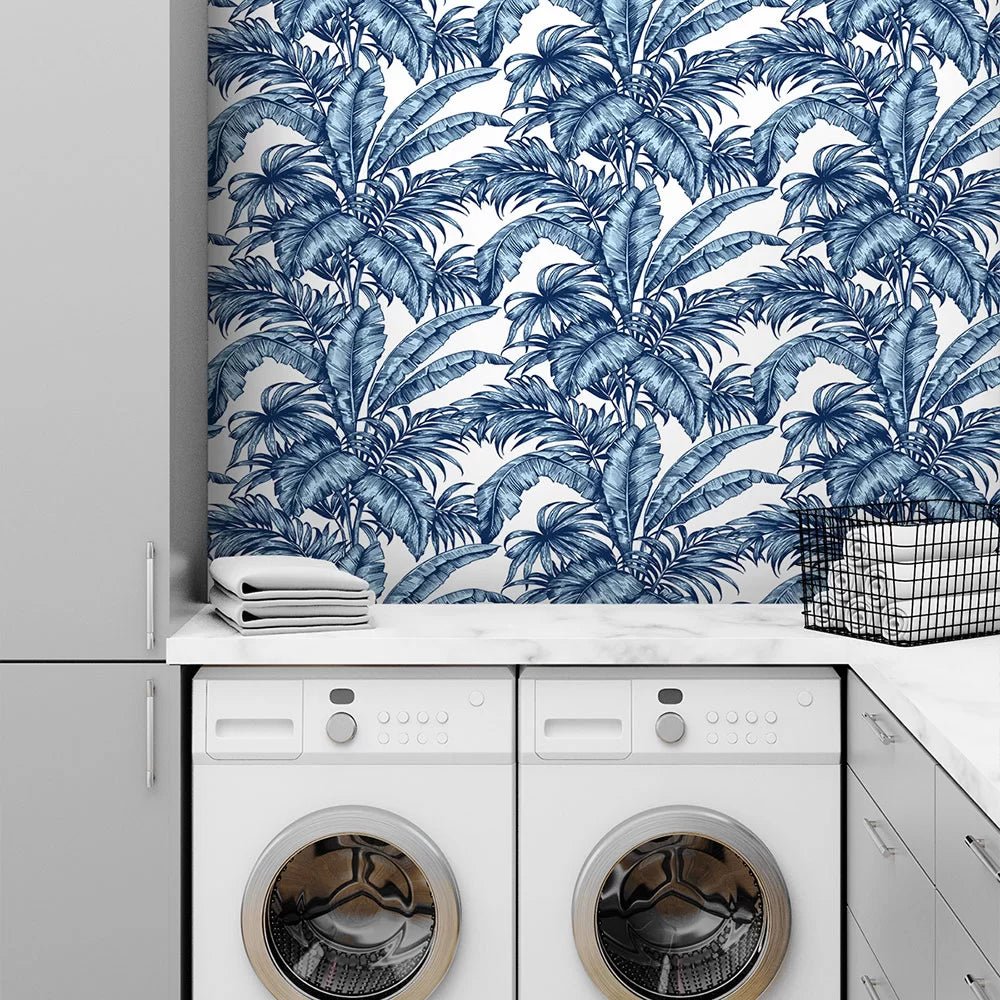 Palm Wallpaper - Blue - NextWall - NW40402 - Premier Wallcovering