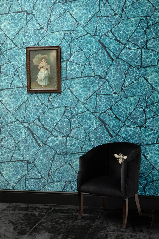 Palm Springs Foil Wallpaper - Original - Timorous Beasties - FOIL/CRKM/BLU/01 - Premier Wallcovering