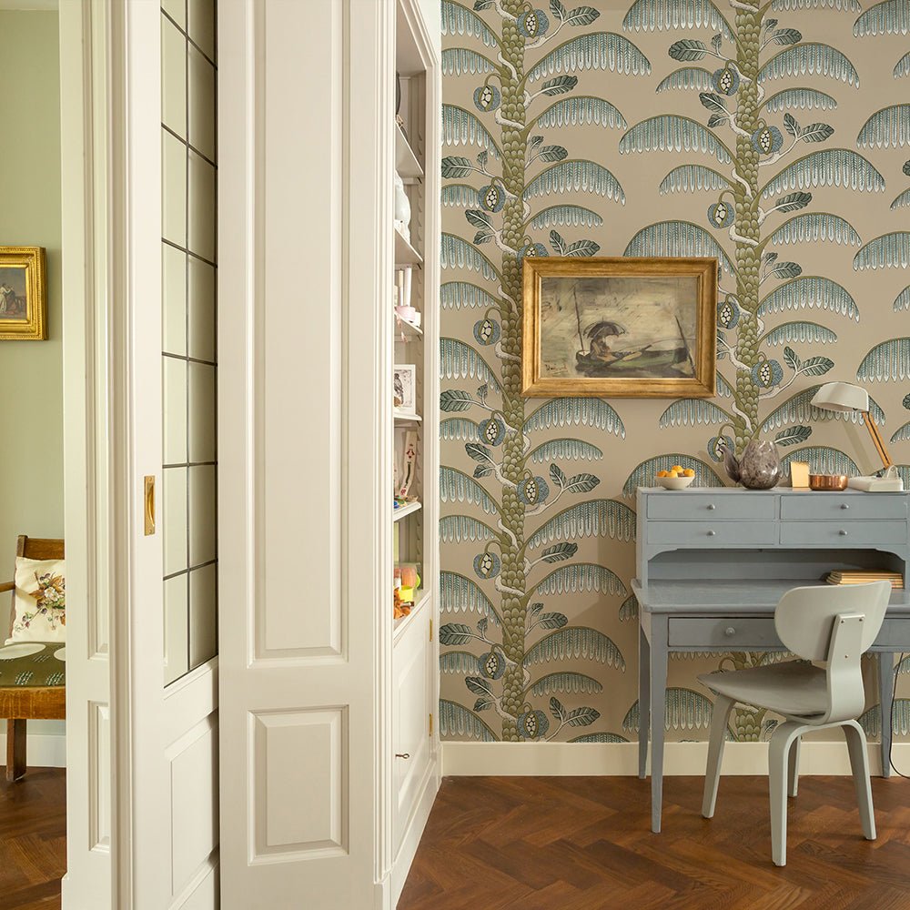 Palm Stripe Wallpaper - Edge Sand - Josephine Munsey - JMW-101531 - Premier Wallcovering